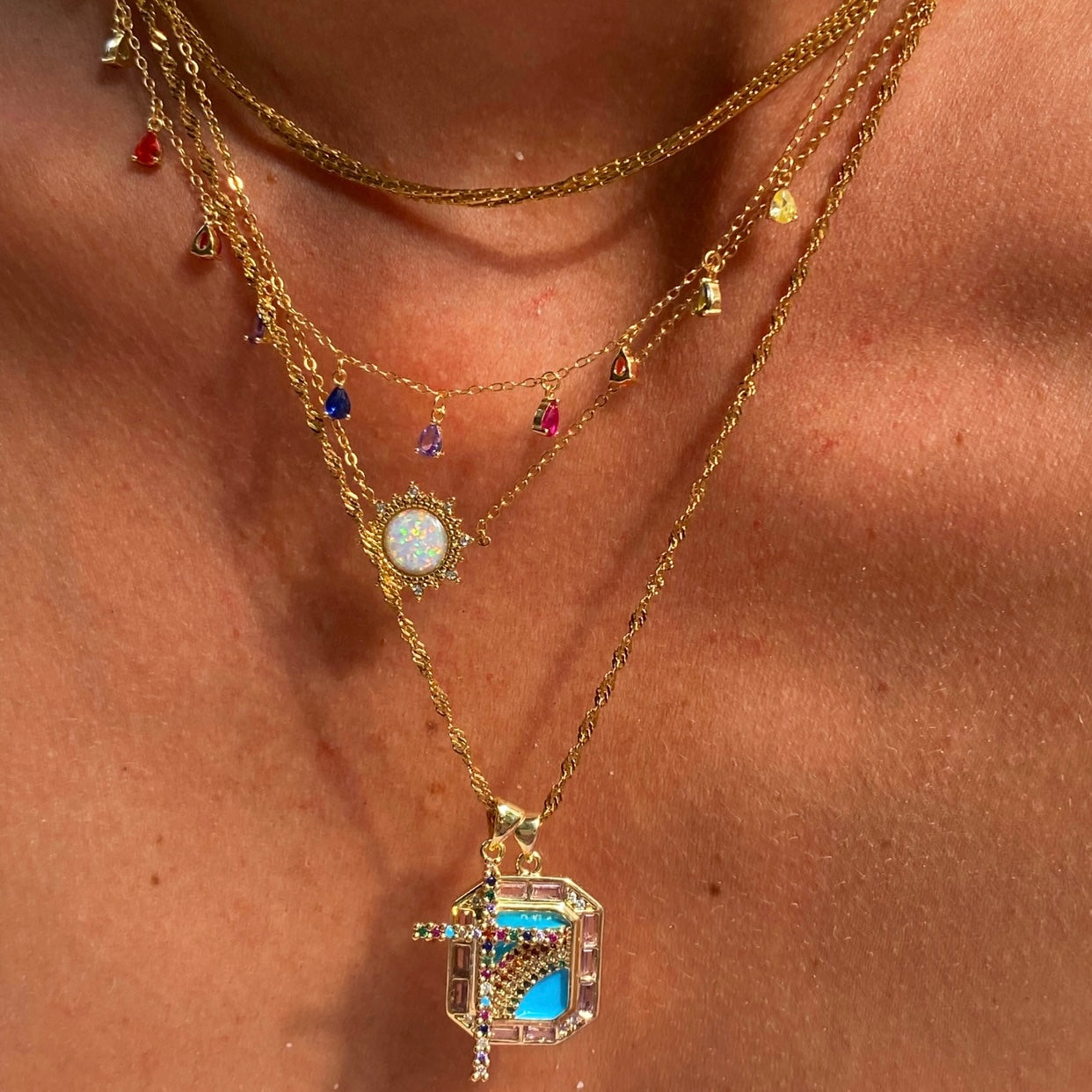 Rainbow Crystal Teardrop Necklace – KISMET SHOWROOM