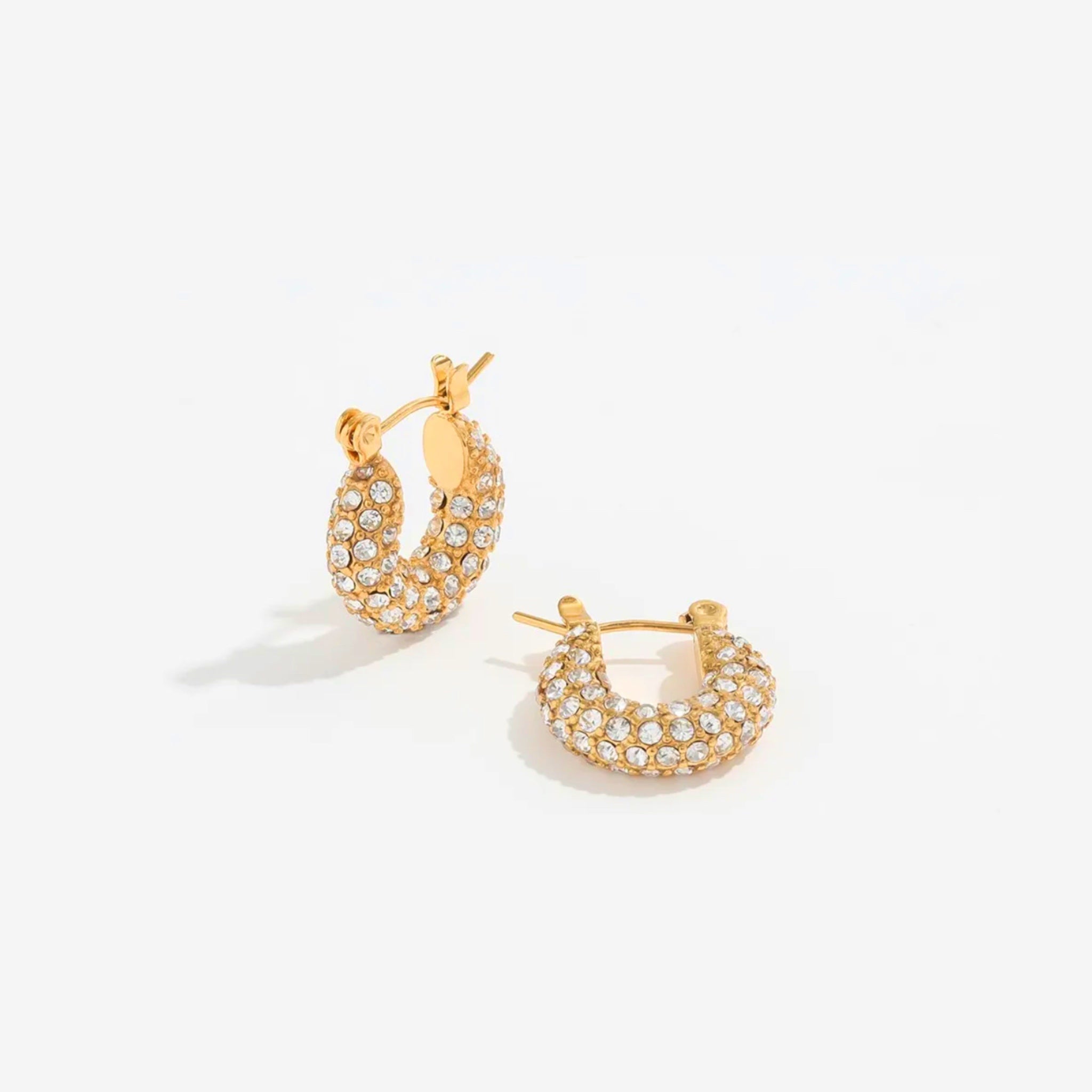 Petite Sparkling Disco J Hoop Earrings In White Gold