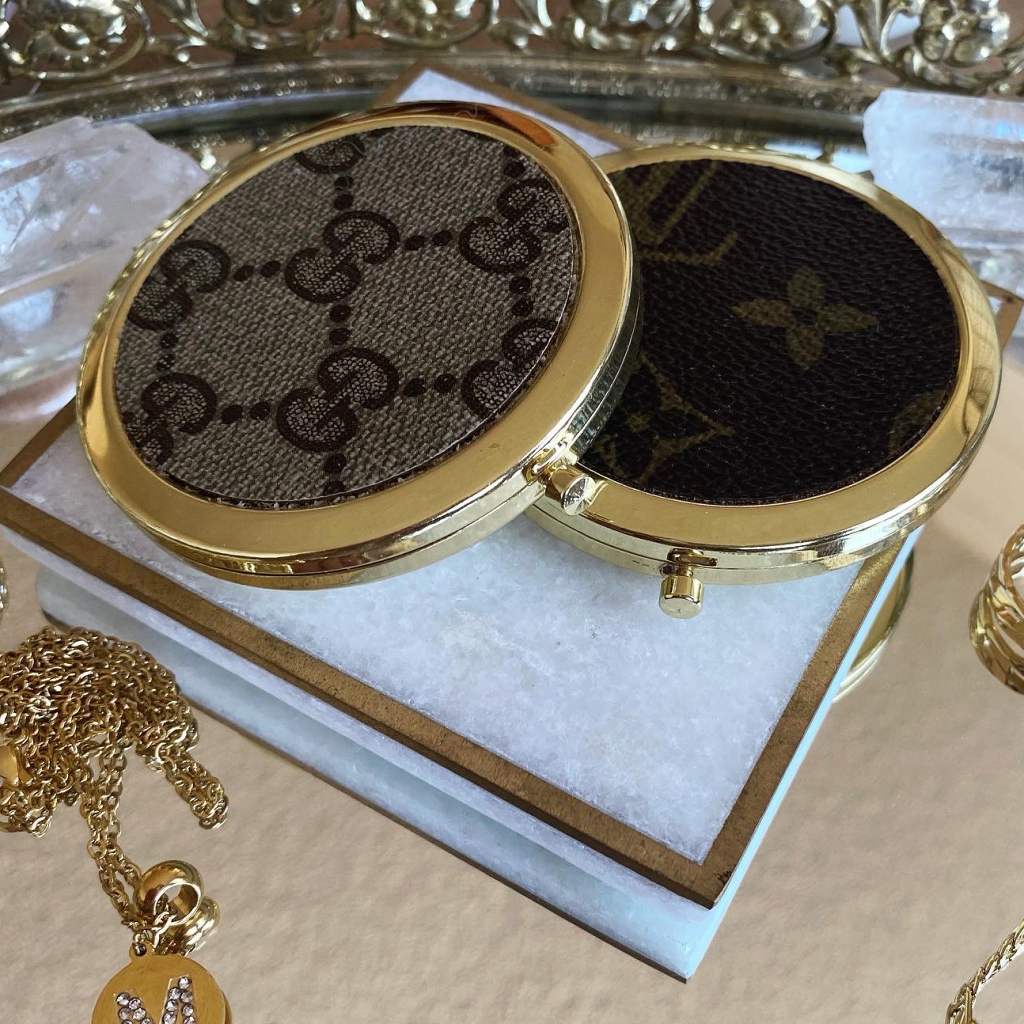 LV double 2024 sided compact mirror