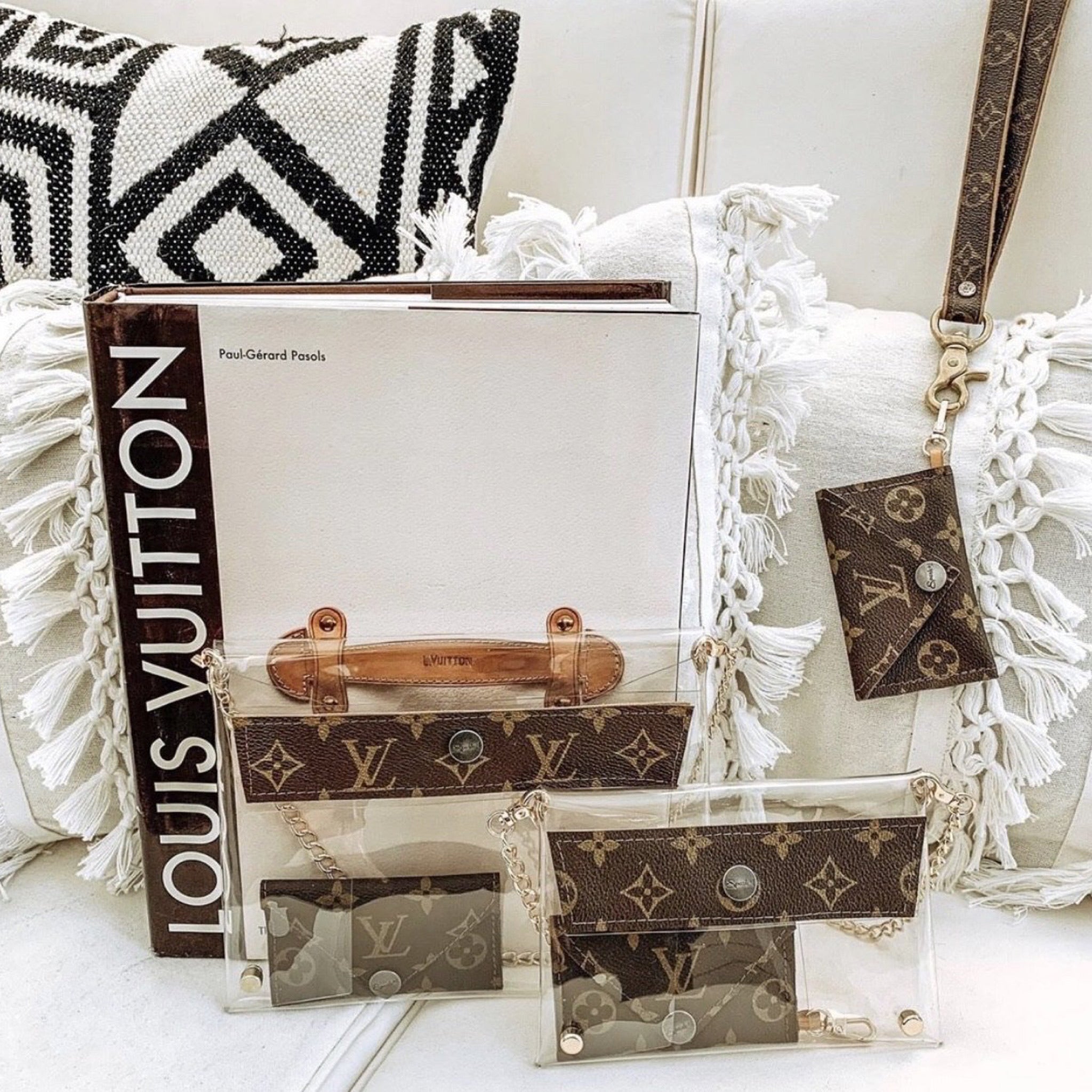 Upcycled Louis Vuitton Monogram Clear Stadium Crossbody Bags