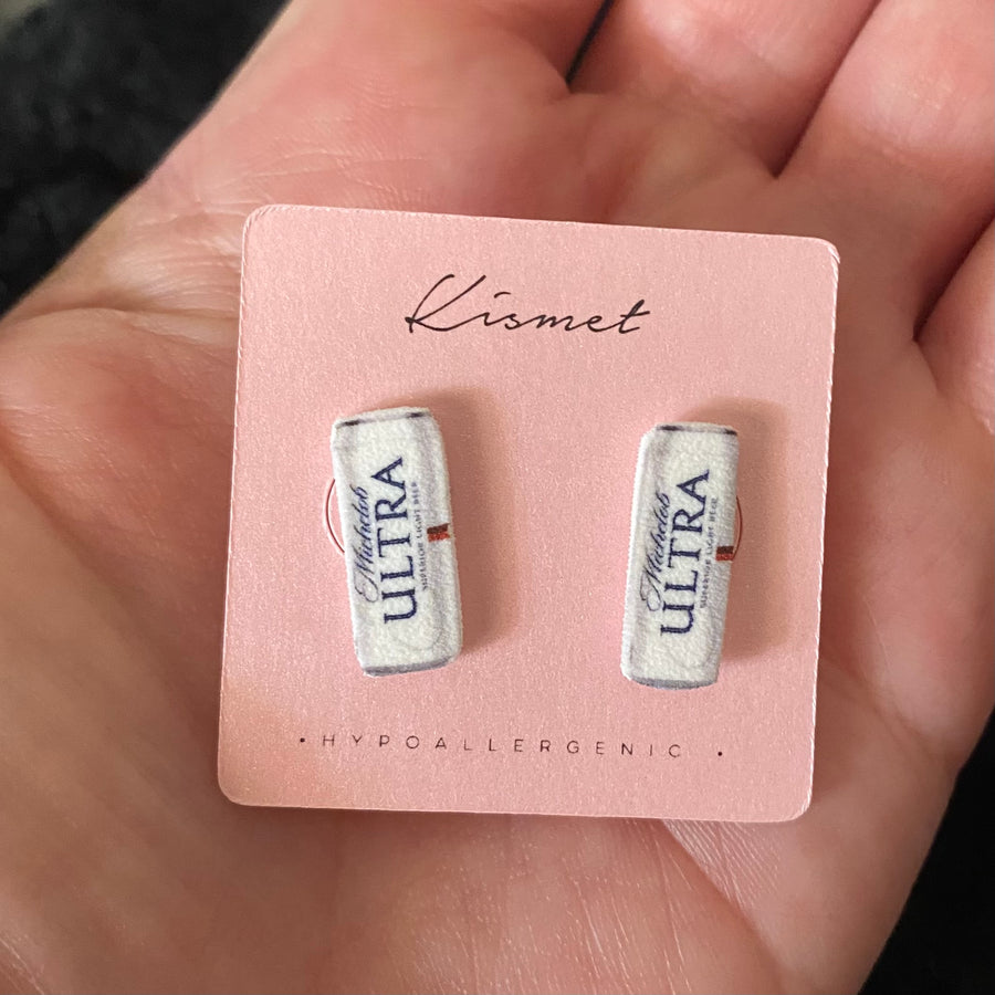 Michelob Ultra Beer Can Stud Earrings