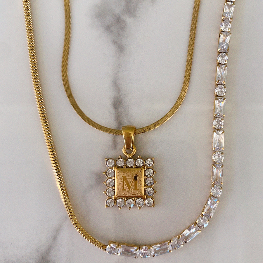 Goldie Square Initial Necklace