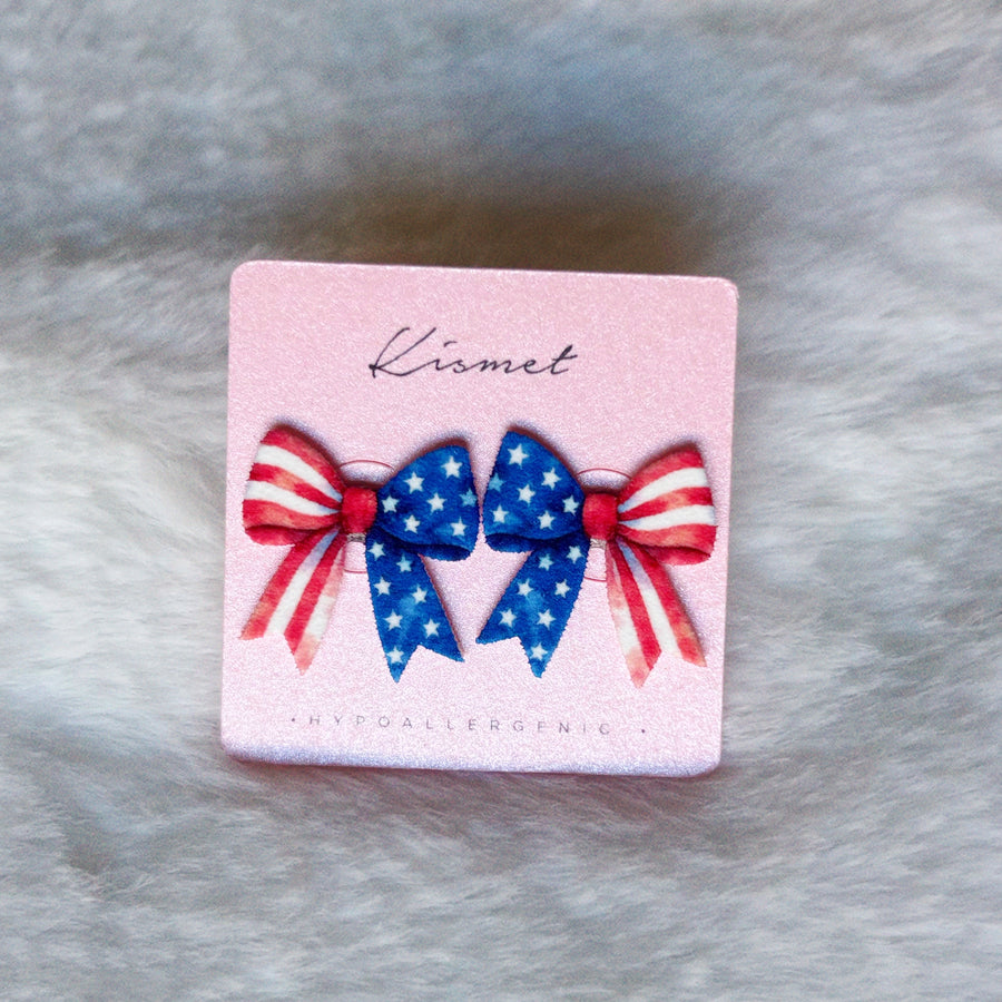 Patriotic Bow Ribbon Studs