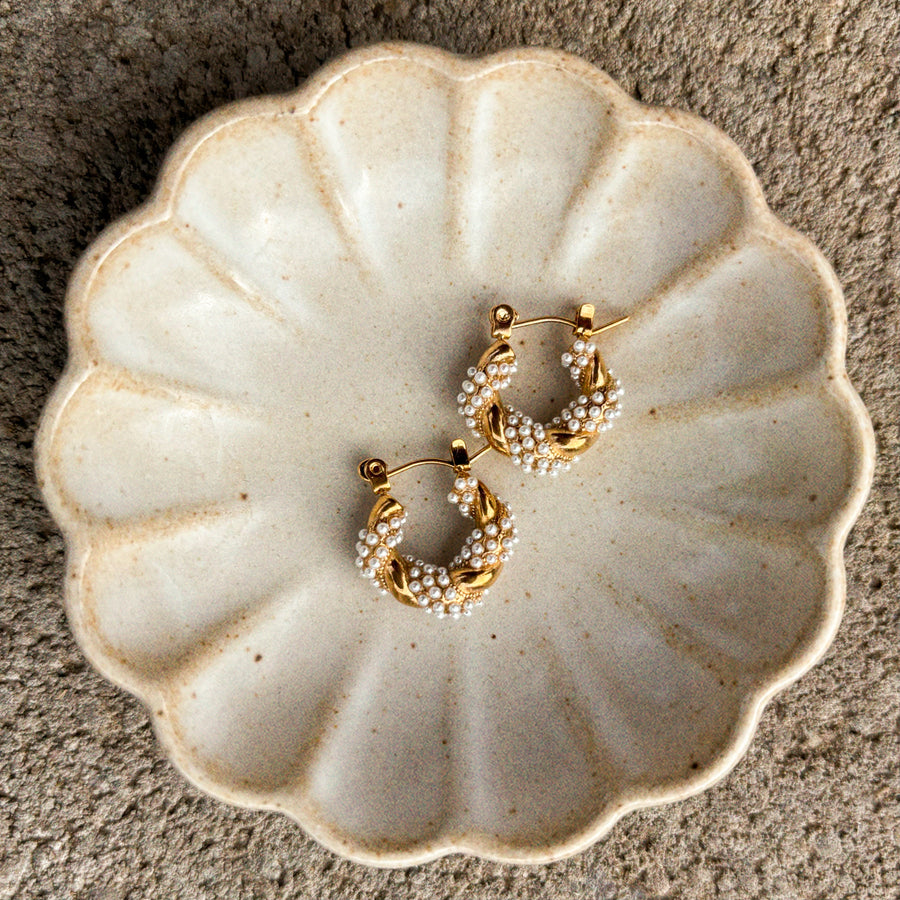 Hepburn Little Pearl Hoop Earrings