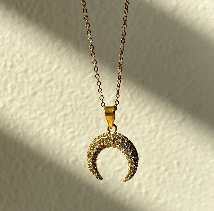 Crystal Crescent Necklace