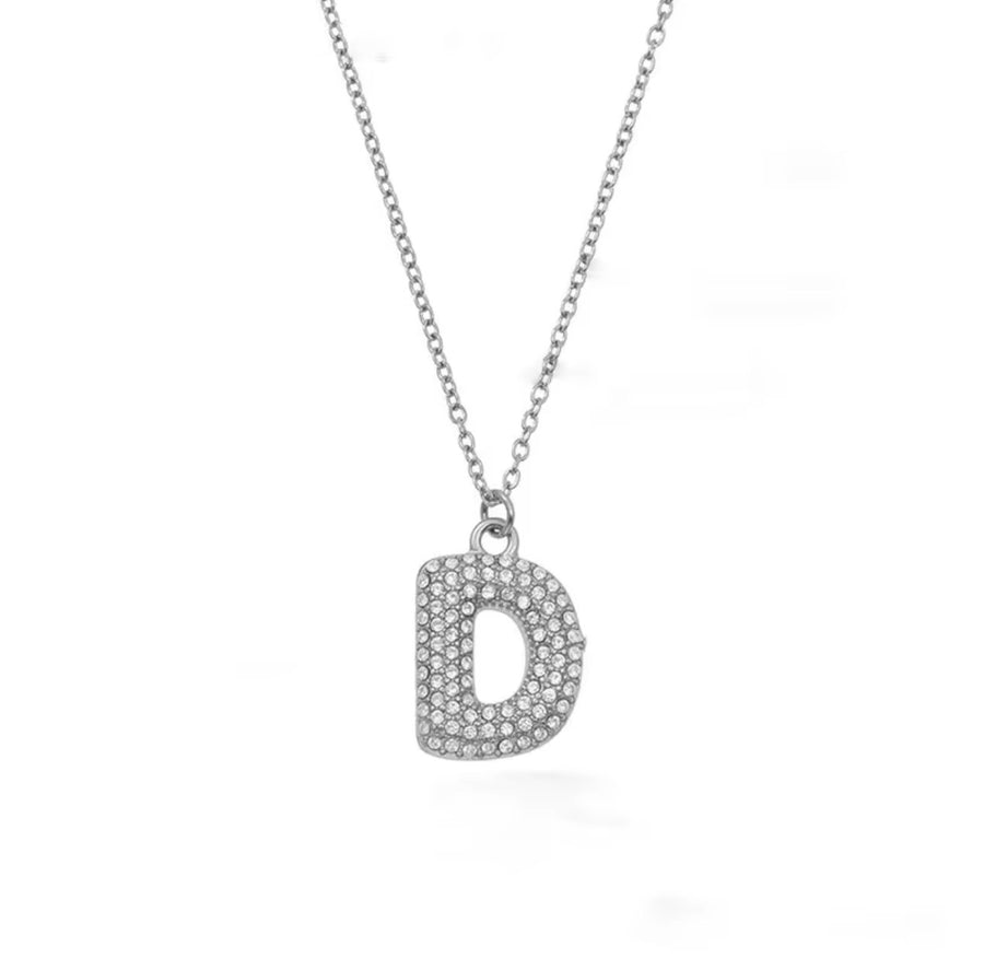 Mini Pave Bubble Initial Necklace