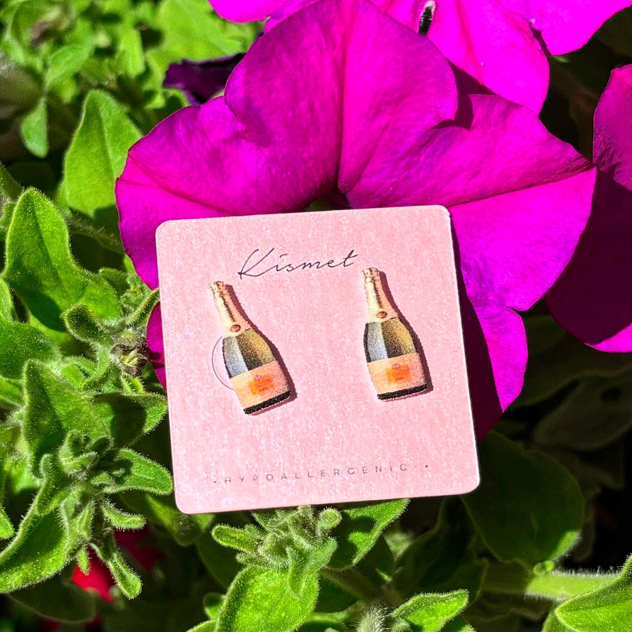 Champagne Bottle Stud Earrings