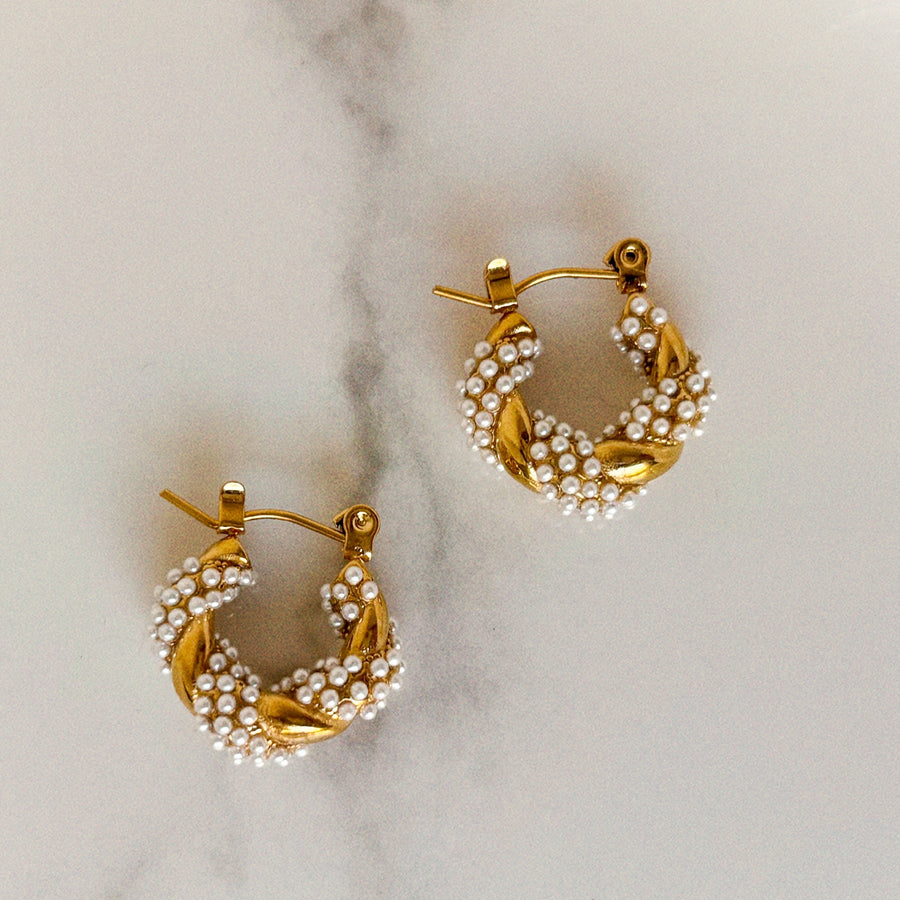 Hepburn Little Pearl Hoop Earrings