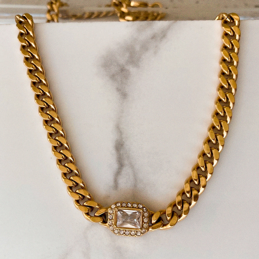 Smoke Show Crystal Cuban Chain Necklace