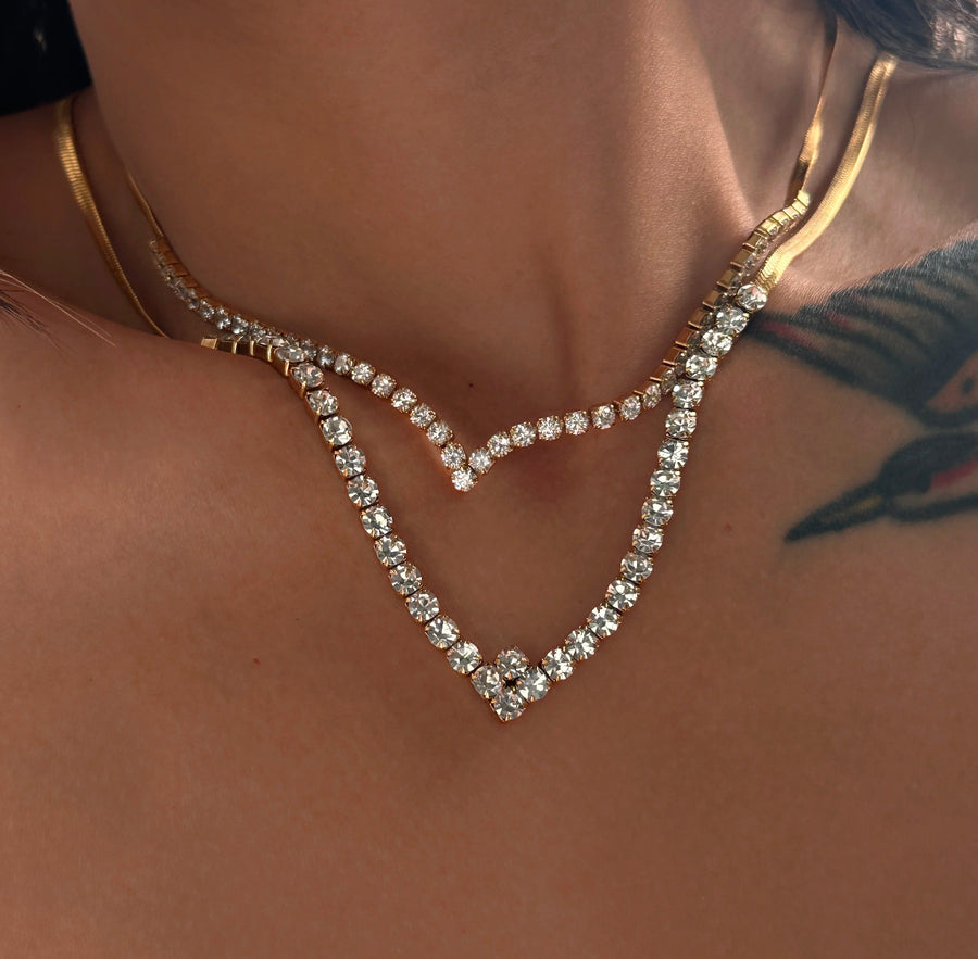 New Money Crystal V Necklace