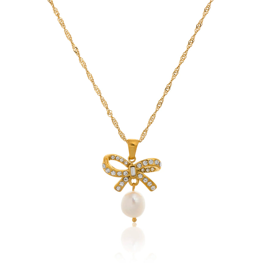 Pretty Pearl Bow Necklace