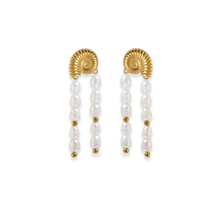 Conch Pearl Fringe Earrings