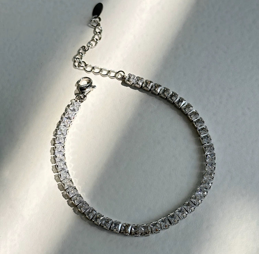 Ice Cube Crystal Tennis Bracelet