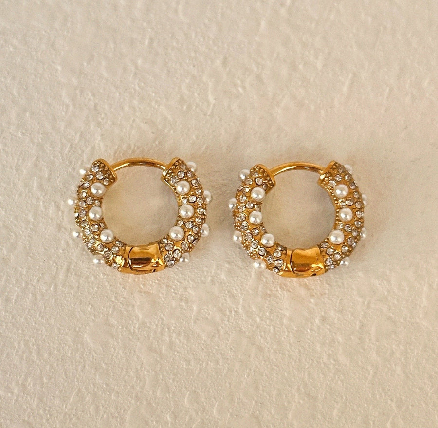 Pearl Disco Hoop Earrings