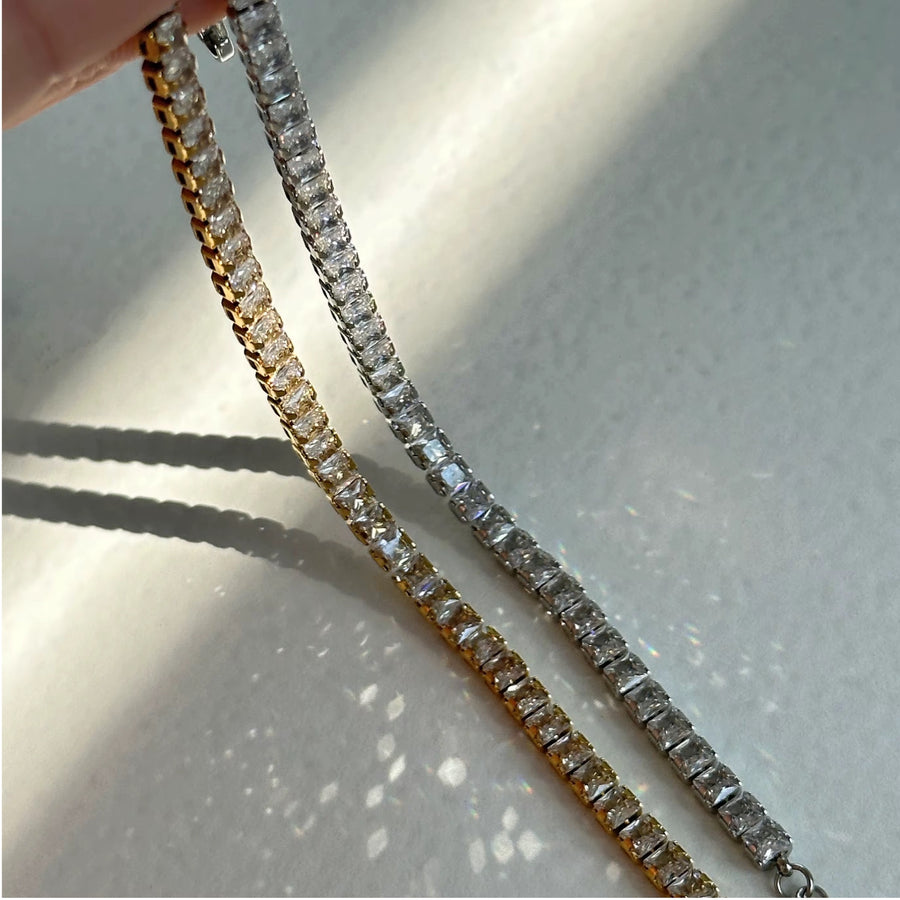 Ice Cube Crystal Tennis Bracelet