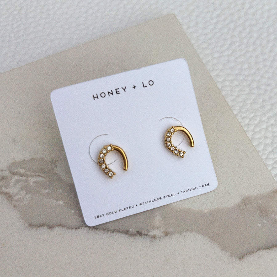 Lucky Horse Shoe CZ Studs