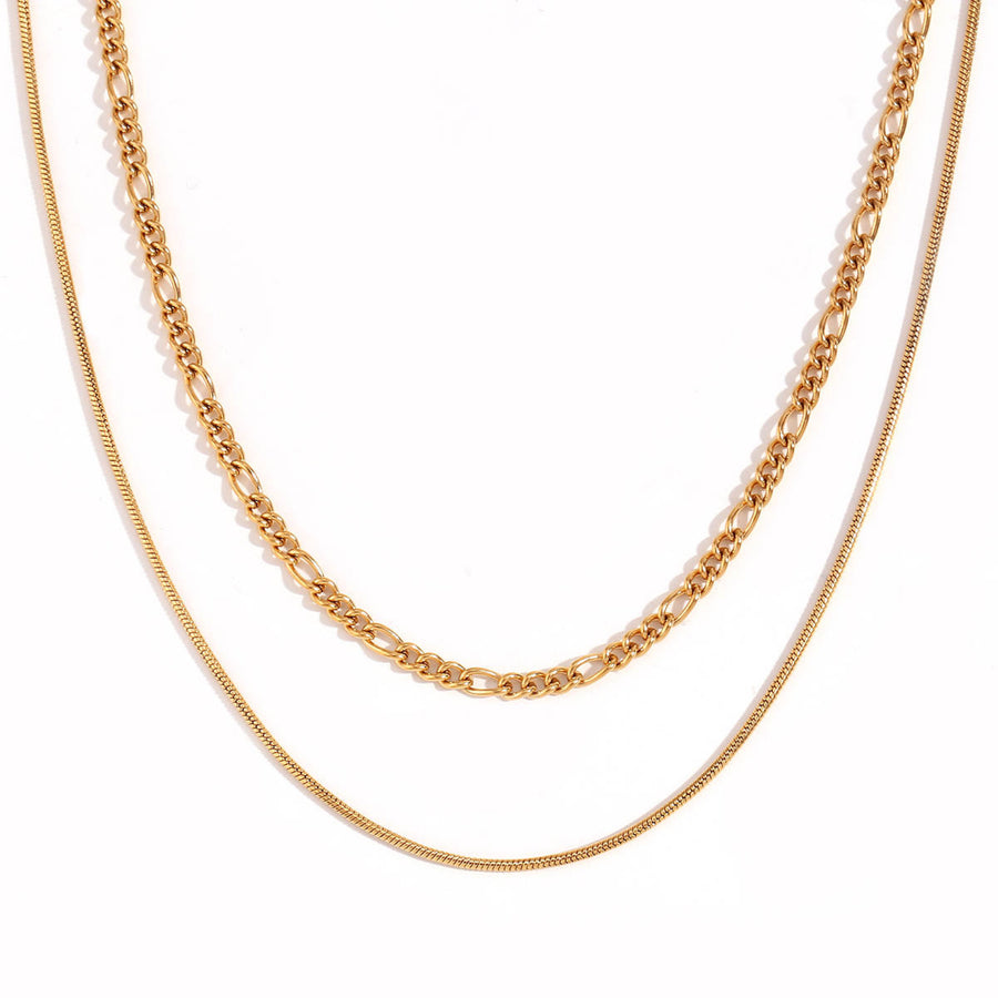 Jet Two Piece Layered Chain Necklace