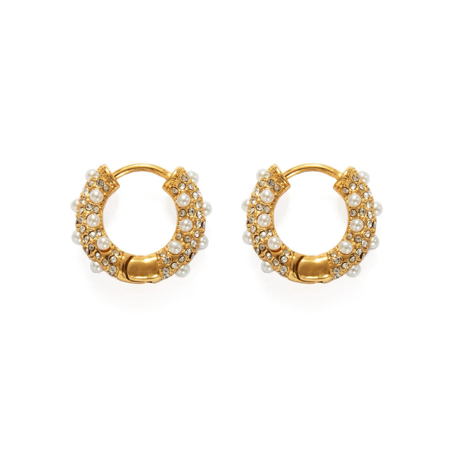 Pearl Disco Hoop Earrings