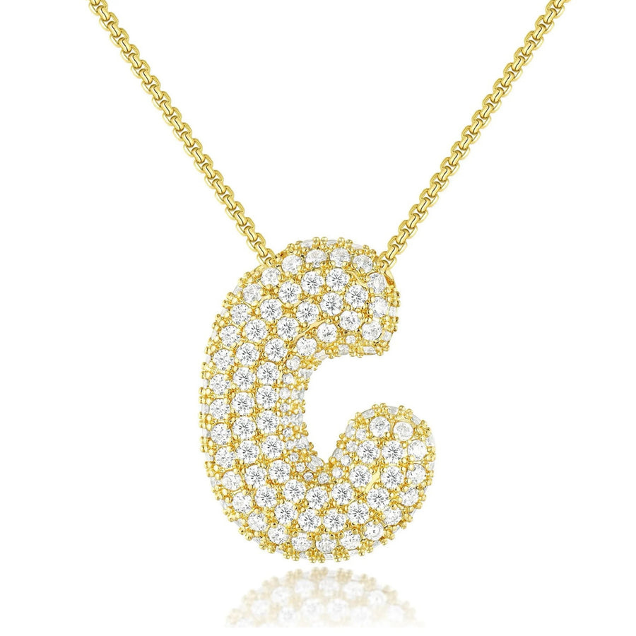 Pave Bubble Initial Necklace