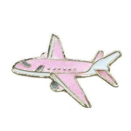 Pink Jet Plane Glitter Enamel Pin