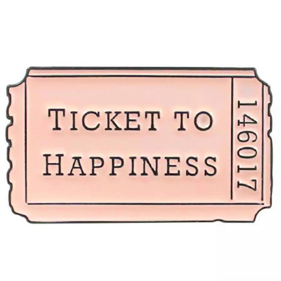 Ticket to Happiness Pink Enamel Pin
