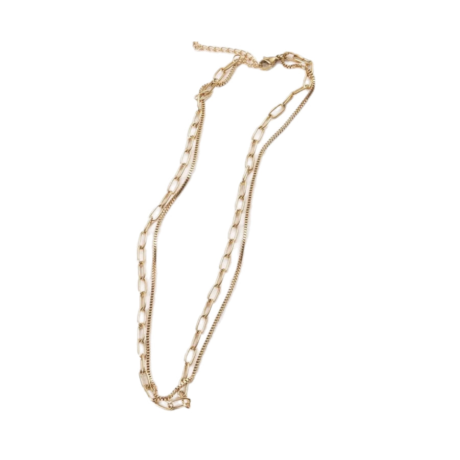 Piper Two Piece Paper Clip Chain Layered Necklace