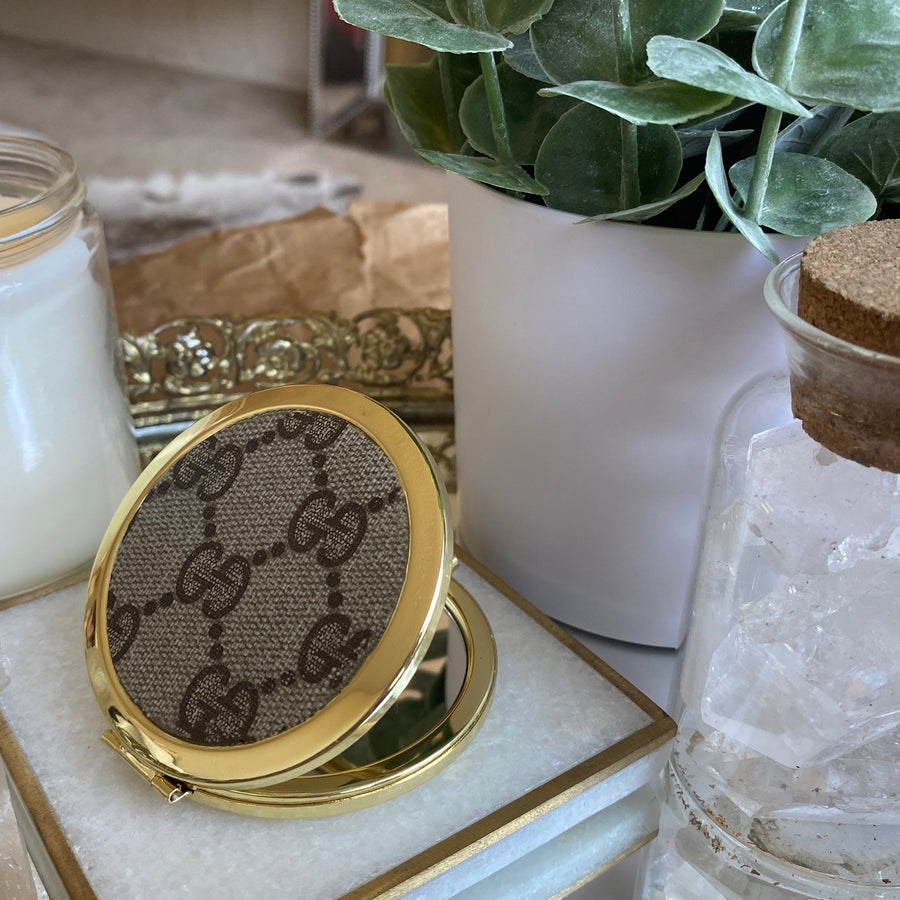 Upcycled LV + GG Compact Mirrors