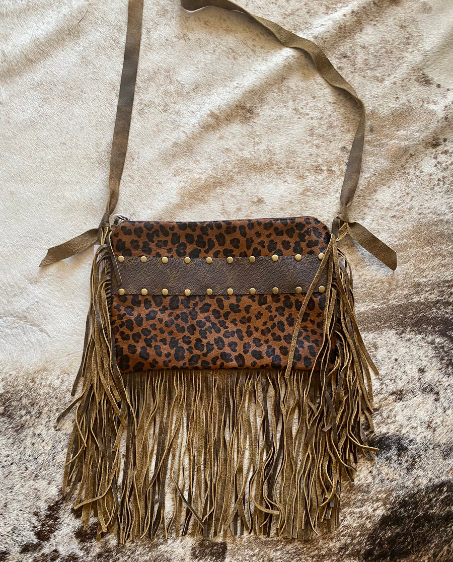 Upcycled LV Maxine Cross Body with Fringe READY TO SHIP