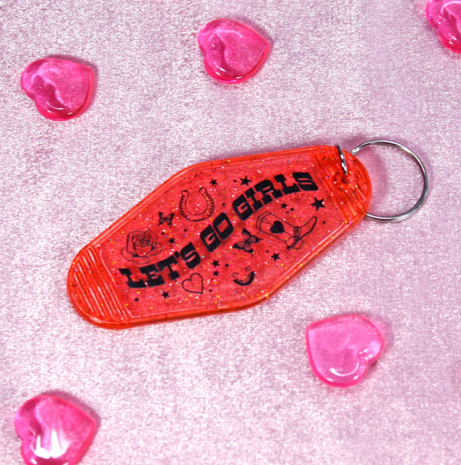 Let’s Go Girls Glitter Motel Keychain