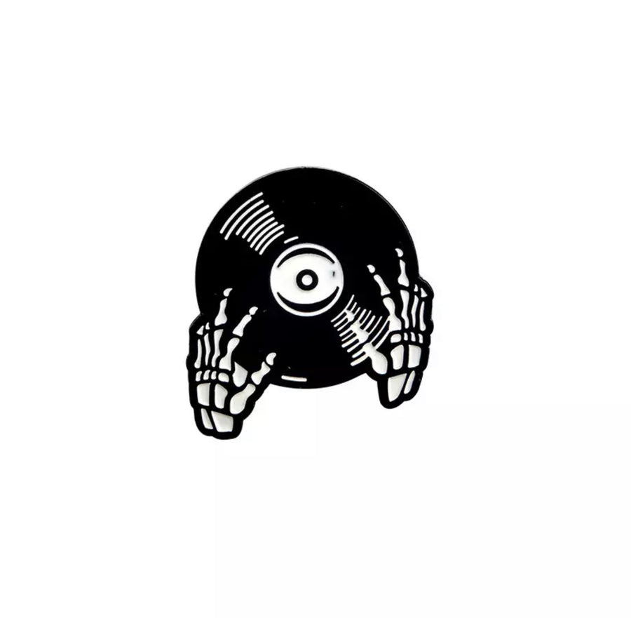 DJ Skeleton Hands Enamel Pin