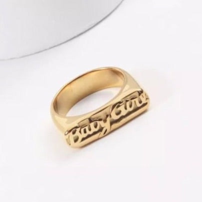 Baby Girl Cursive Font Ring