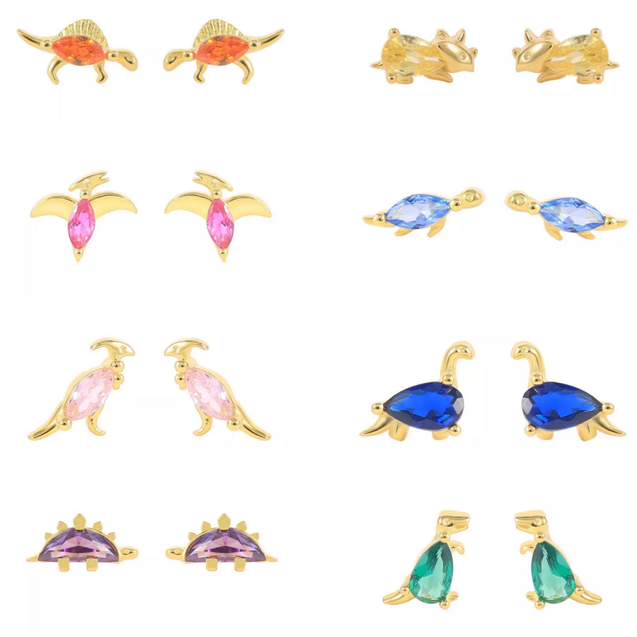 Dino Baby Gemstone Stud Earrings