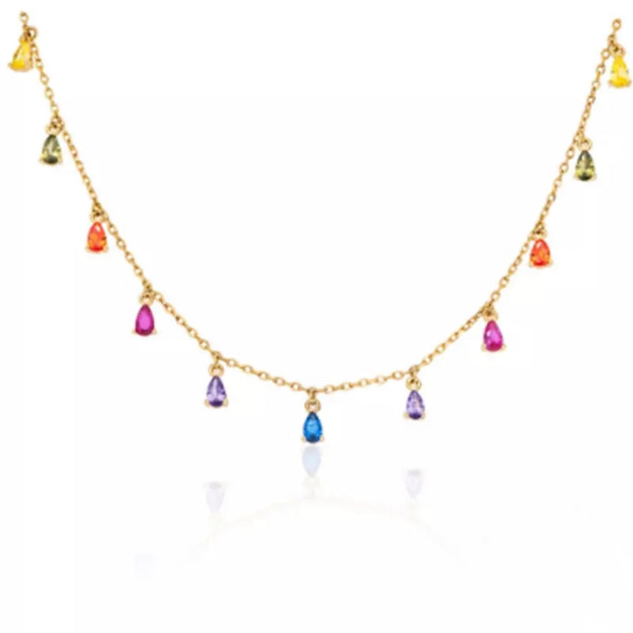 Rainbow Crystal Teardrop Necklace