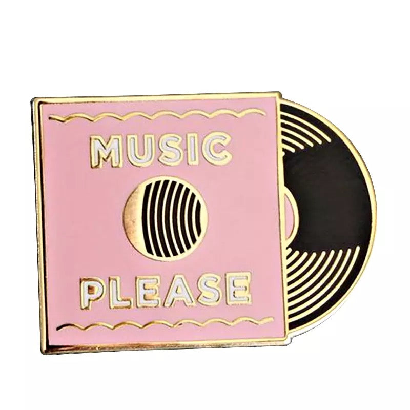 Music Please Record Enamel Pin