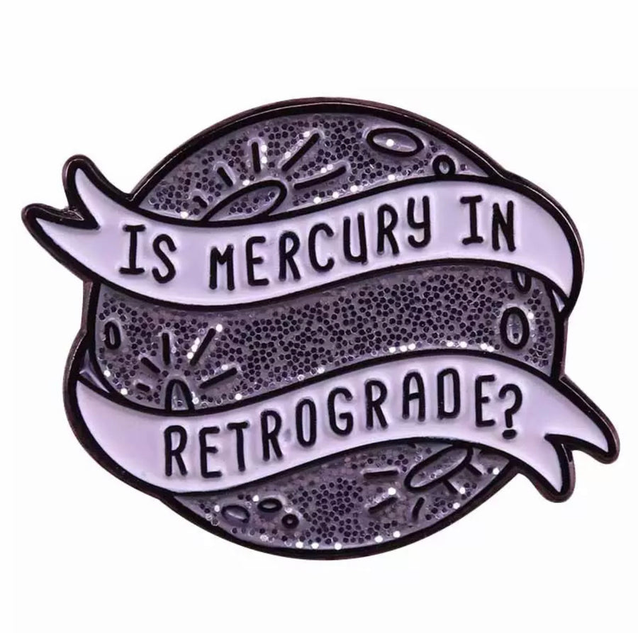 Mercury in Retrograde Glitter Enamel Pin