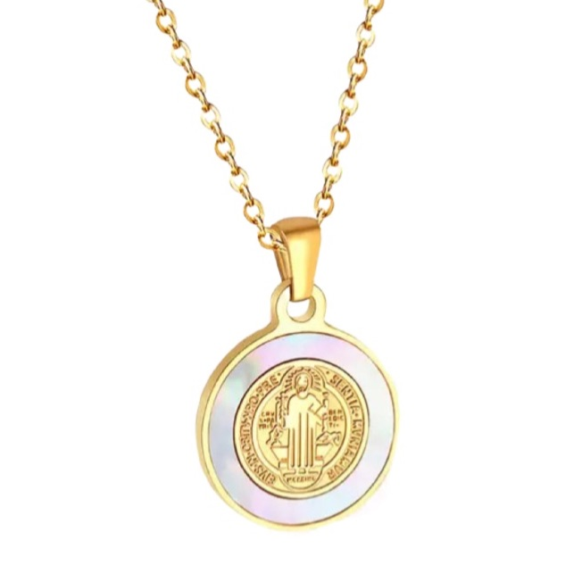 Perla St. Benedict Double Sided Coin Necklace