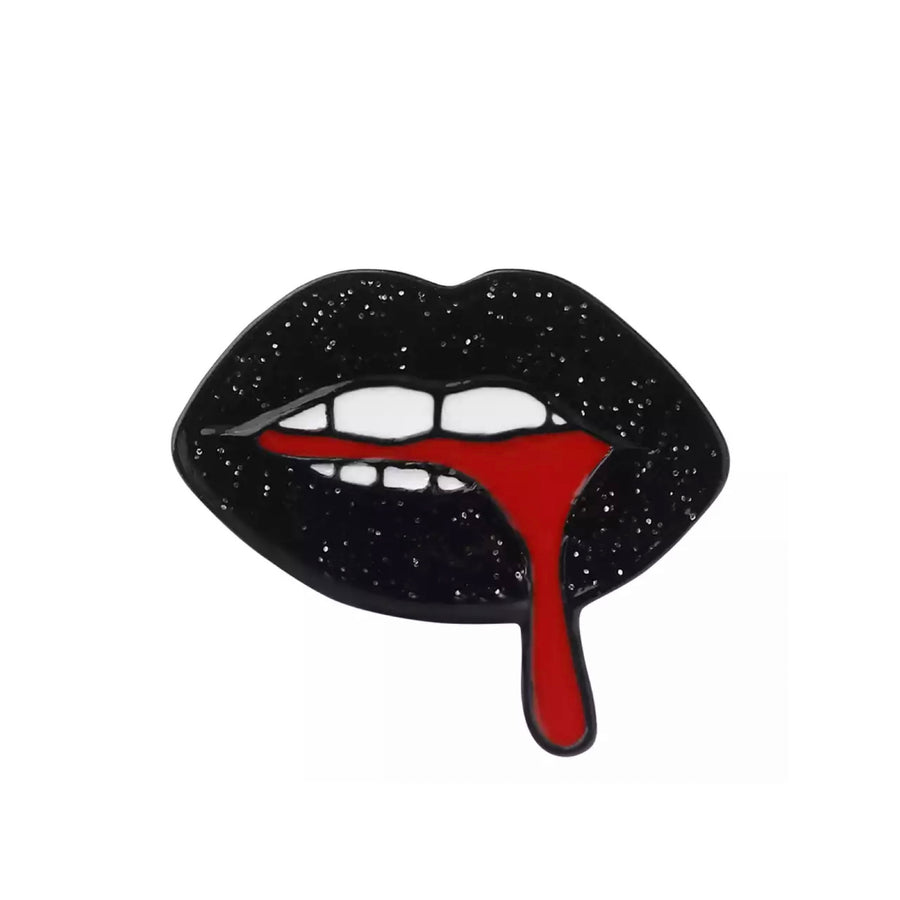 Bite Your Lip Enamel Glitter Pin