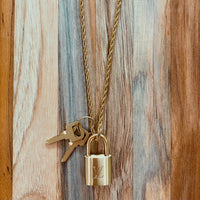 LV Dark Brown Lock Gold Cuban Chain Necklace – Little Paris Collective