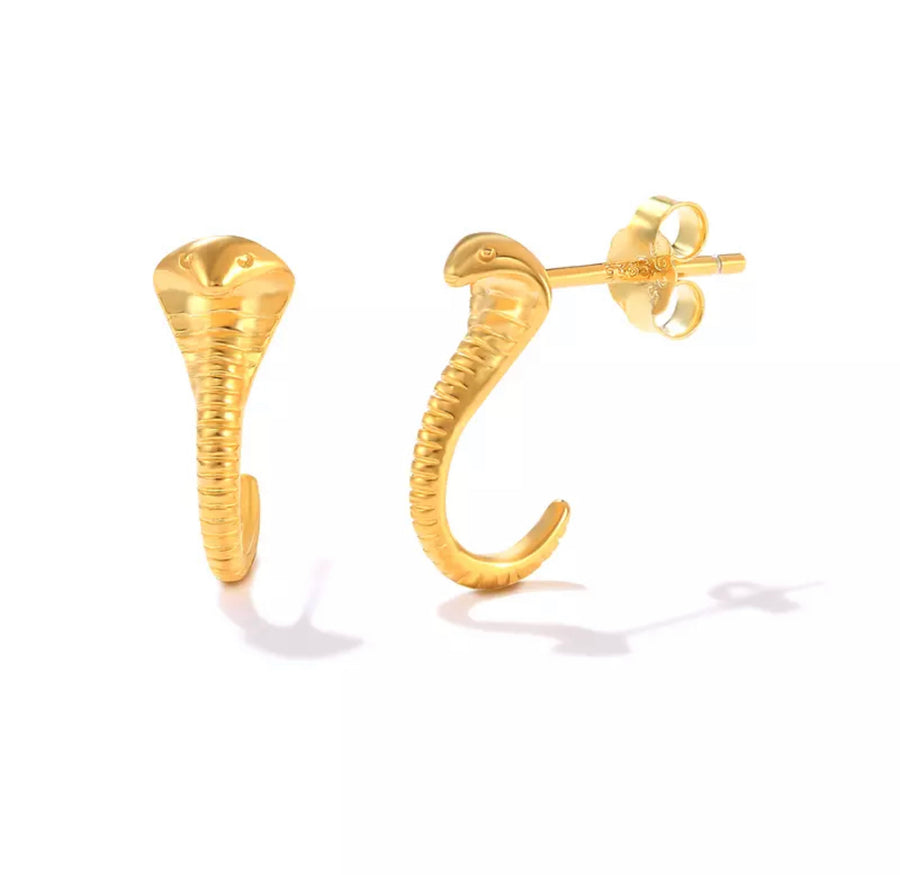 Golden Cobra Stud Earrings