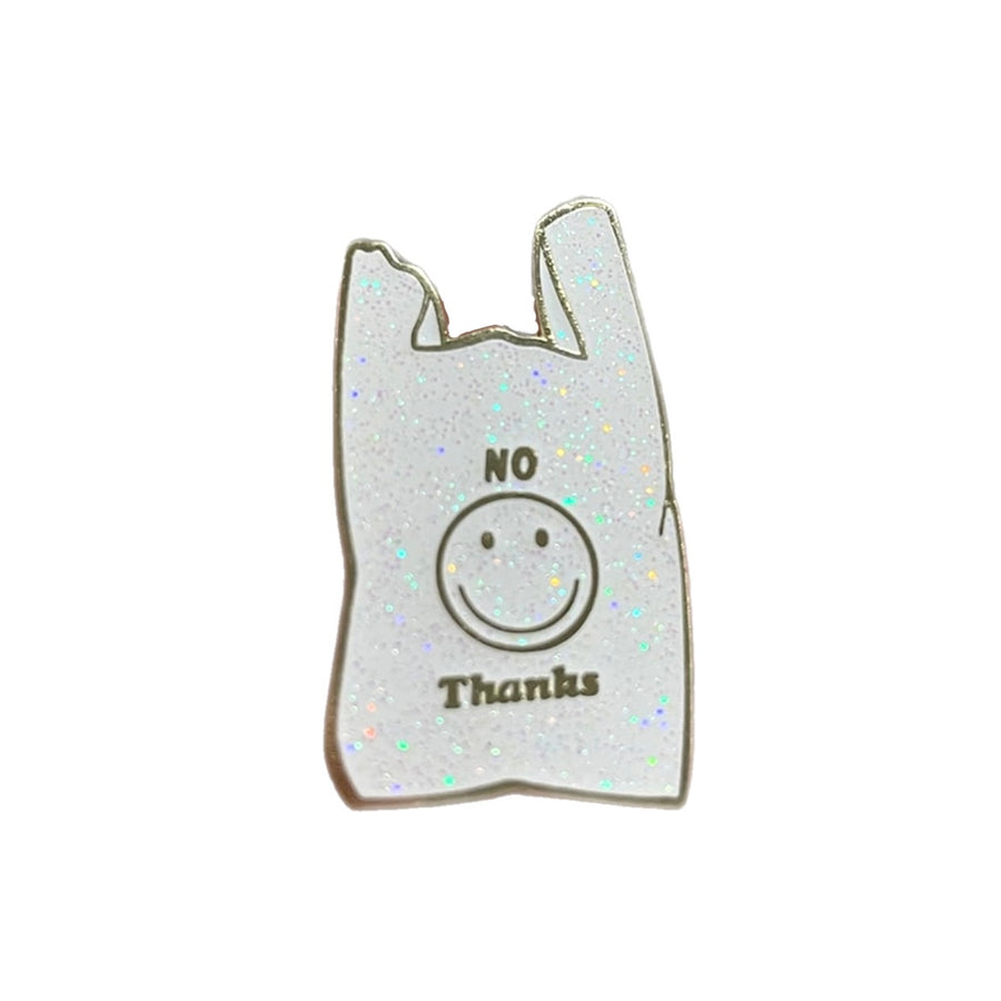 No Thanks Plastic Bag Enamel Pin