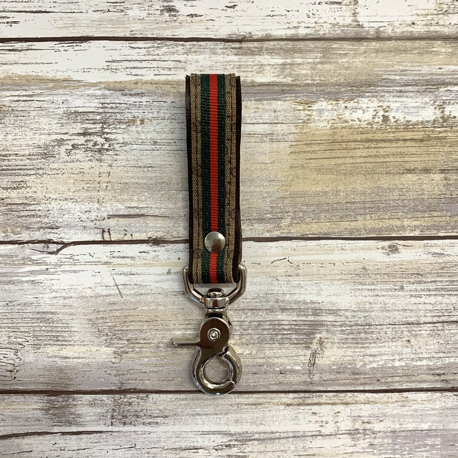Upcycled Micro GG w/Ribbon Key Fob with Clasp