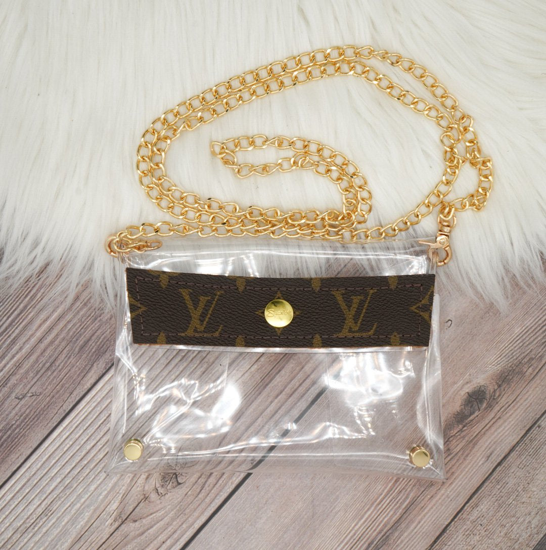 Upcycled Louis Vuitton Monogram Clear Stadium Crossbody Bags KISMET SHOWROOM